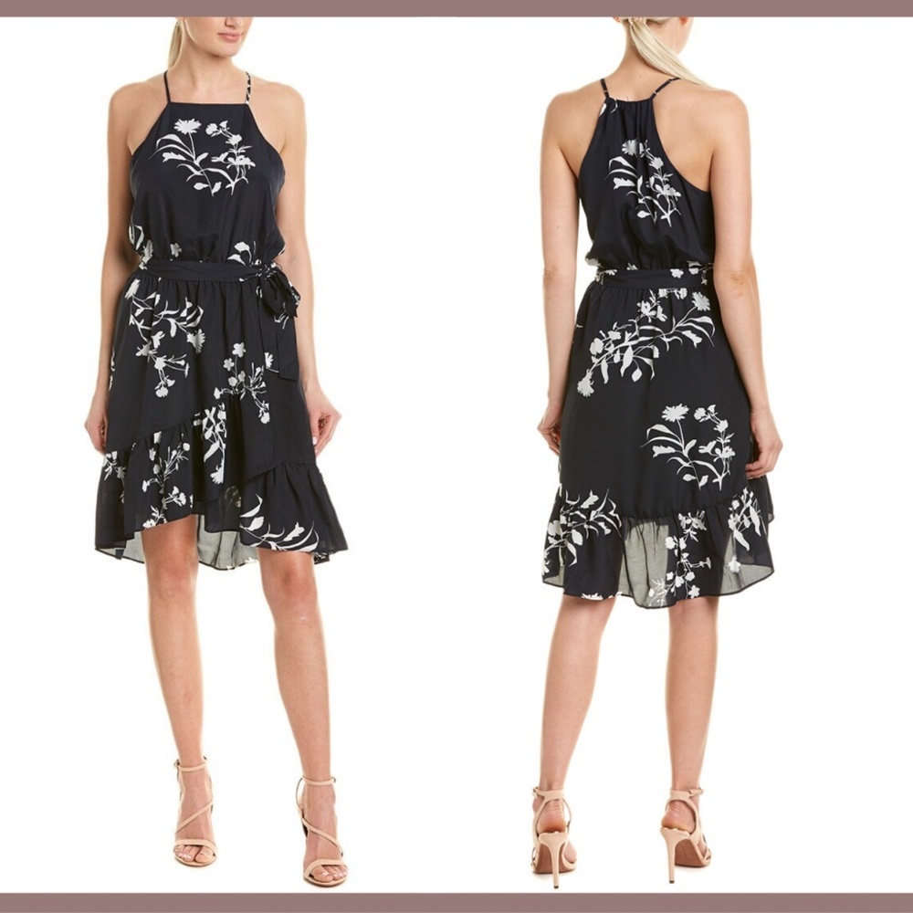 NWT $398 Joie Deme B Halter Hi/Low Dress in Midnight Blue [SZ‎ Medium ]